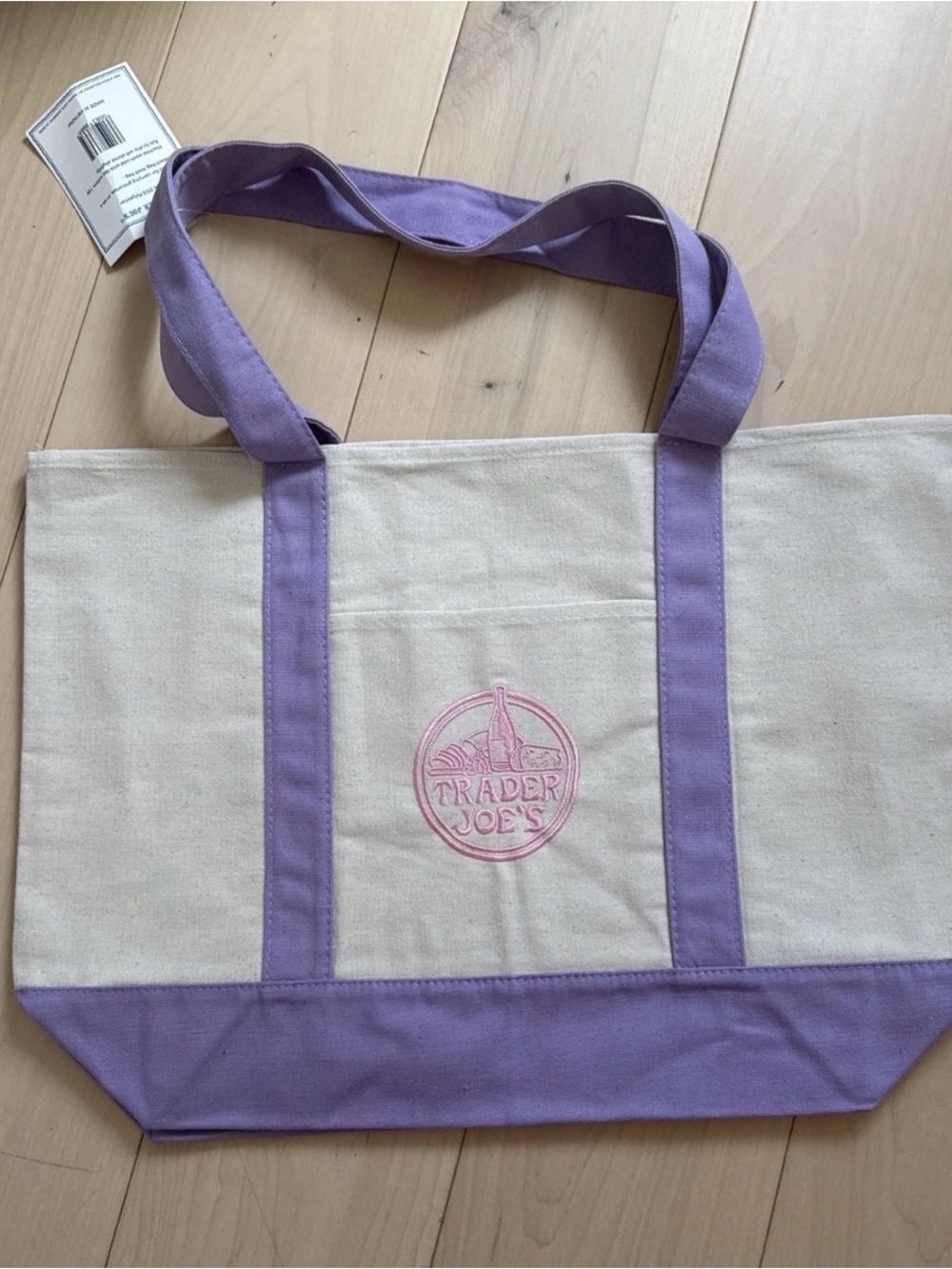 Trader Joe’s Lavender-Trim Canvas Tote Bag - Picture 2 of 3